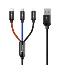 Кабель Baseus Three Primary Colors 3в1 18W 3.5A 0.3м black