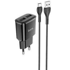Зарядний пристрій Hoco C88A 12W 2.4A 2USB-A з кабелем A-C black