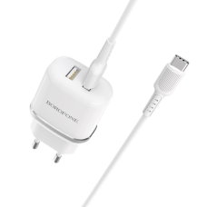 Зарядний пристрій Borofone BA25A 12W 2.4A 2USB-A з кабелем A-C white