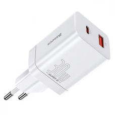 Зарядний пристрій Baseus Super Si Pro 30W 3A USB-A+USB-C (CCSUPP-E02) white