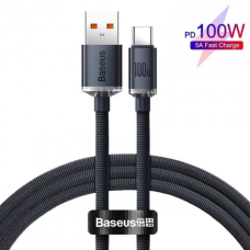 Кабель Baseus Crystal Shine Series USB-A to Type-C 100W 6A 1.2м (CAJY000401) black