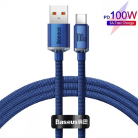 Кабель Baseus Crystal Shine Series USB-A to Type-C 100W 6A 2м (CAJY000503) blue
