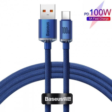 Кабель Baseus Crystal Shine Series USB-A to Type-C 100W 6A 2м (CAJY000503) blue