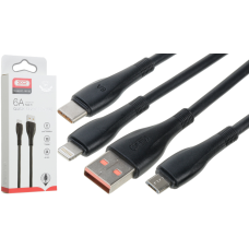 Кабель XO NB185 USB-A to Micro USB 6A 1м black