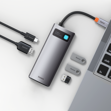 USB HUB adapter Baseus Metal Gleam Series 5в1 Type-C gray