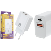 Зарядний пристрій Remax RP-U82 30W 3A USB-A+USB-C white