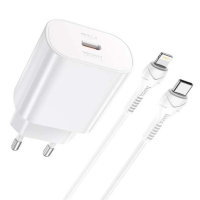 Зарядний пристрій Hoco N22 25W з кабелем C-L white