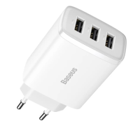 Зарядний пристрій Baseus Compact 17W 2.4A 3USB-A (CCXJ020102) white