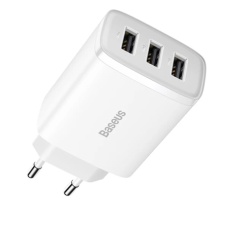 Зарядний пристрій Baseus Compact 17W 2.4A 3USB-A (CCXJ020102) white
