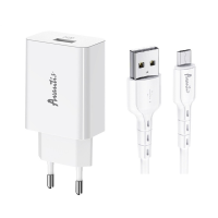 Зарядний пристрій Avantis A425 18W 3A USB-A з кабелем A-M white