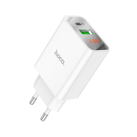Зарядний пристрій Hoco C100A 20W 3A USB-A+USB-C white