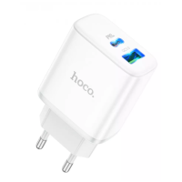 Зарядний пристрій Hoco C105A 20W 3A USB-A+USB-C white