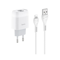 Зарядний пристрій Hoco C73A 12W 2.4A 2USB-A з кабелем A-L white