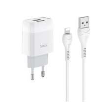 Зарядний пристрій Hoco C73A 12W 2.4A 2USB-A з кабелем A-L white