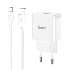 Зарядний пристрій Hoco C106A 10.5W 2.1A USB-A з кабелем A-C white
