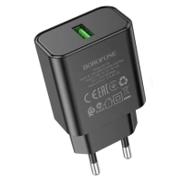 Зарядний пристрій Borofone BA72A 18W 3A USB-A black