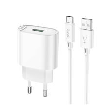 Зарядний пристрій Hoco C109A 18W 3A USB-A з кабелем A-C white