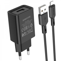 Зарядний пристрій Borofone BA68A 10.5W 2.1A USB-A з кабелем A-L black