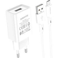 Зарядний пристрій Borofone BA68A 10.5W 2.1A USB-A з кабелем A-L white