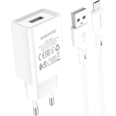 Зарядний пристрій Borofone BA68A 10.5W 2.1A USB-A з кабелем A-L white