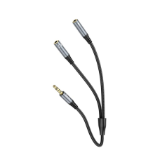 Перехідник Hoco UPA21 Jack 3.5мм to Jack 3.5мм plug+Jack 3.5мм male to 2 female gray