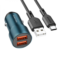 АЗП Borofone BZ19 Wisdom 12W 2.4A 2USB-A з кабелем A-C sapphire blue