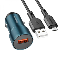 АЗП Borofone BZ19A Wisdom 18W 3A USB-A з кабелем A-M sapphire blue