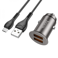 АЗП Hoco NZ1 36W 3A 2USB-A з кабелем A-M metal gray