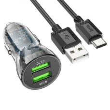 АЗП Hoco Z47 Transparent 18W 3A 2USB-A з кабелем A-C black