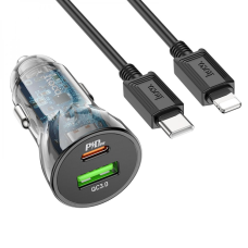 АЗП Hoco Z47A Transparent 30W 3A USB-A+USB-C з кабелем C-L black