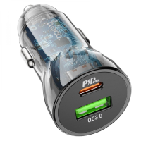 АЗП Hoco Z47A Transparent 30W 3A USB-A+USB-C black