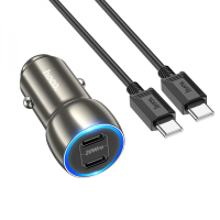 АЗП Hoco Z48 Tough 40W 3A 2USB-C з кабелем C-C gray