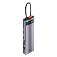 USB HUB Baseus Metal Gleam Series 5в1 30Hz Version (3xUSB3.0+4KHD+Type-C) gray