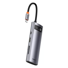 USB HUB Baseus Metal Gleam Series 7в1 (2xUSB3.0+4KHD+Type-C+Type-C PD+ TF+SD) gray