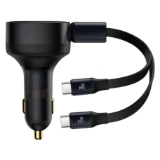 АЗП Baseus Enjoyment Retractable 33W 3A з кабелем 2USB-C black