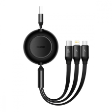 Кабель Baseus Bright Mirror 2 Series 3в1 A to Micro USB+A to Lightning+A to C 66W 5A 1.1м (CAMJ010101) black