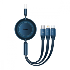 Кабель Baseus Bright Mirror 2 Series 3в1 A to Micro USB+A to Lightning+A to C 66W 6A 1.1м (CAMJ010103) blue