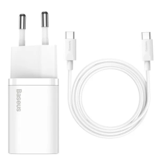 Зарядний пристрій Baseus Super SI 25W 3A USB-C з кабелем C-C (TZCCSUP-L02) white