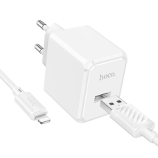 Зарядний пристрій Hoco CS11A 10.5W 2.1A USB-A з кабелем A-L white