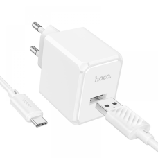 Зарядний пристрій Hoco CS11A 10.5W 2.1A USB-A з кабелем A-C white