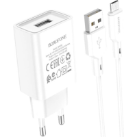 Зарядний пристрій Borofone BA68A 10.5W 2.1A USB-A з кабелем A-M white
