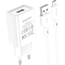 Зарядний пристрій Borofone BA68A 10.5W 2.1A USB-A з кабелем A-M white