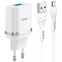 Зарядний пристрій Hoco C12Q 18W 3A USB-A з кабелем A-M white