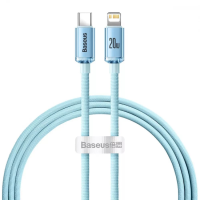 Кабель Baseus Crystal Shine Series Type-C to Lightning 20W 2.4A 1.2м (CAJY001303) sky blue