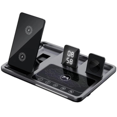 Бездротовий зарядний пристрій R11 4в1 with clock 15W black