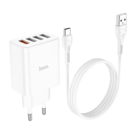 Зарядний пристрій Hoco C102A 20W 3A 4USB-A з кабелем A-C white