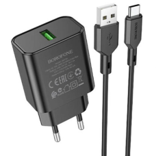 Зарядний пристрій Borofone BA72A 18W 3A USB-A з кабелем A-C black