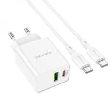 Зарядний пристрій Borofone BA69A 20W 3A USB-A+USB-C з кабелем C-C white