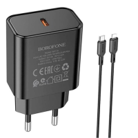 Зарядний пристрій Borofone BA71A 20W 3A USB-C з кабелем C-L black