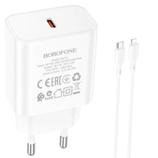 Зарядний пристрій Borofone BA71A 20W 3A USB-C з кабелем C-L white